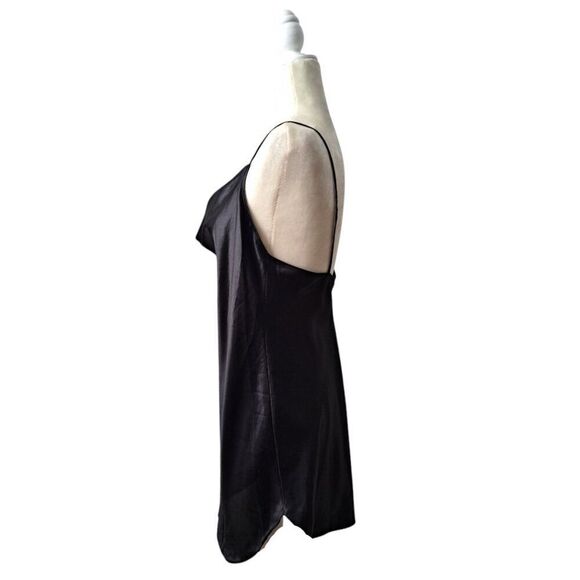 L.A. Intimates VTG Made In USA Women's Black Satin Slip Dress Medium - Picture 5 of 7